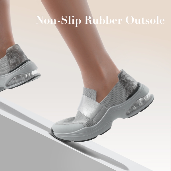 Slip-on Knitted Air Cushion Sneakers - GREY - 3